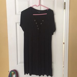 Black t-shirt lace up dress